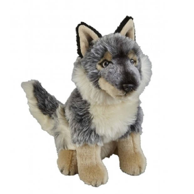 Grijze wolf/wolven knuffel 28 cm knuffeldieren - Knuffel bosdieren