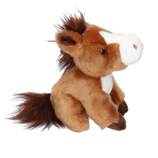 Ravensden Pony/paard pluche knuffeldier - 18 cm - bruin - boerderijdieren knuffels - Knuffel boederijdieren