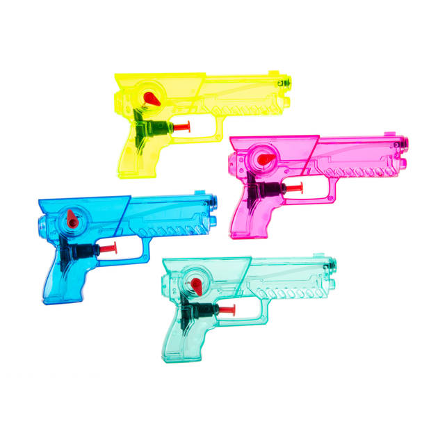 LG Design Waterpistool set - 4x - klein model - 15 x 8 x 3 cm - diverse kleuren - waterpistooltje - Waterpistolen