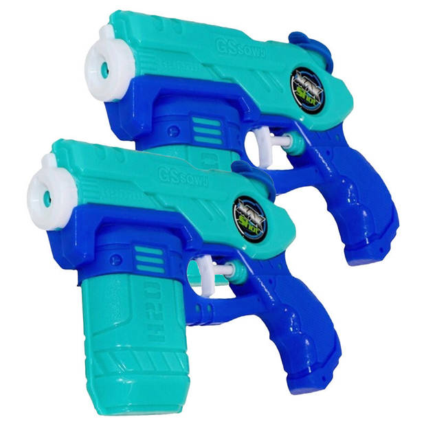 Waterpistooltje/waterpistool - 4x - blauw - 18 cm - speelgoed - Waterpistolen