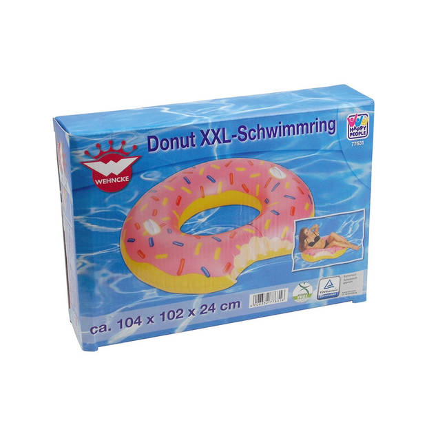 Grote opblaasbaar donut zwemband roze 104 cm - Zwembanden