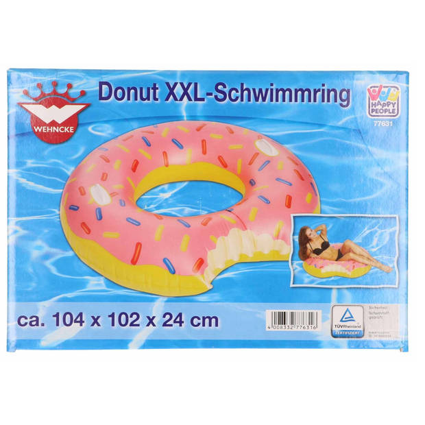 Grote opblaasbaar donut zwemband roze 104 cm - Zwembanden