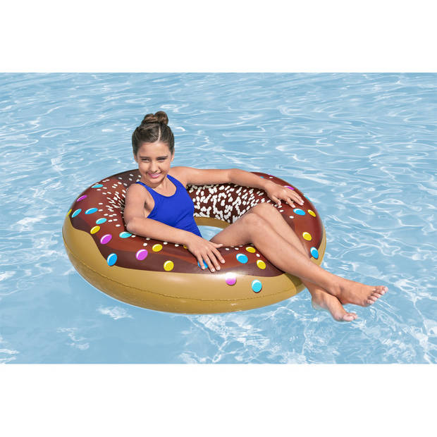 Bestway Donut zwemband/zwemring - 107 cm - multi - opblaasbaar zwembad speelgoed - Zwembanden