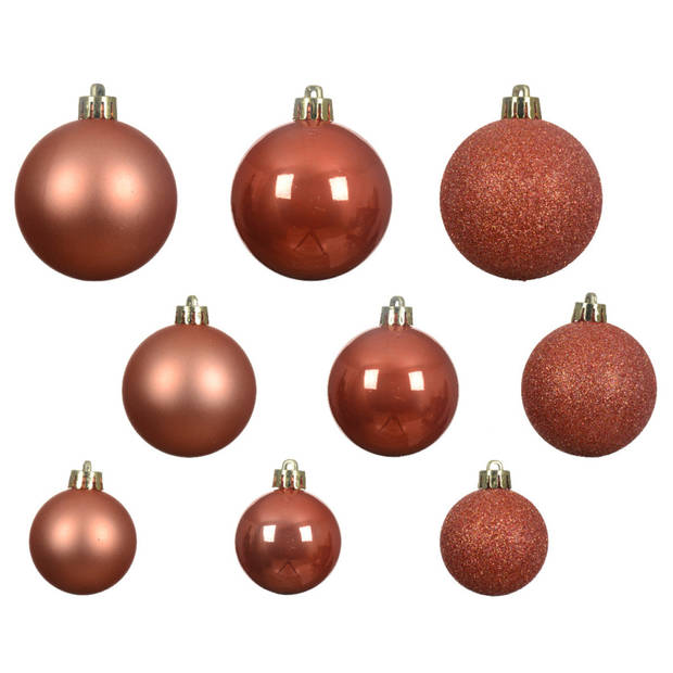 Decoris kerstballen - 30x st- 4, 5 en 6 cm - pompoen oranje - kunststof - Kerstbal