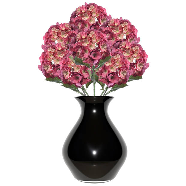 Emerald Kunstbloem hortensia tak - 50 cm - fuchsia - kunst zijdebloemen - decoratie - hydrangea - Kunsttakken