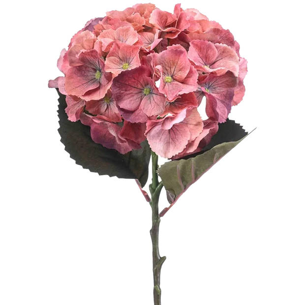 Emerald Kunstbloem hortensia tak - 50 cm - koraal roze - kunst zijdebloemen - decoratie - hydrangea - Kunsttakken