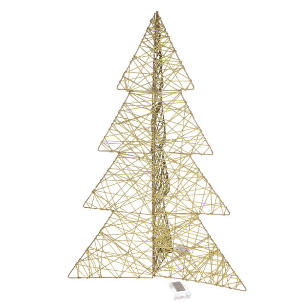 Countryfield LED kerstboom - H76 cm - goud - metaal - 60 leds - 3D - kerstverlichting figuur