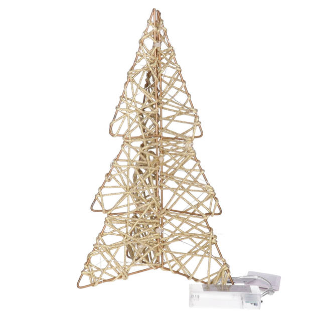 Countryfield LED kerstboom - H31 cm - goud - metaal - 20 leds - 3D - kerstverlichting figuur