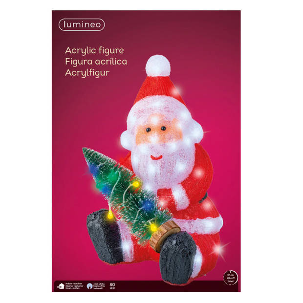 Lumineo Verlicht figuur - kerstman - 49,5 cm - LED figuur - kerstverlichting figuur