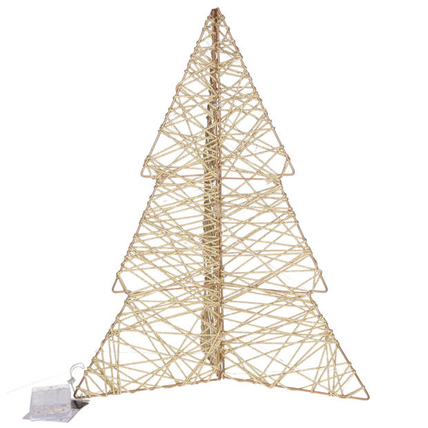 Countryfield LED kerstboom - H49 cm - goud - metaal - 40 leds - 3D - kerstverlichting figuur