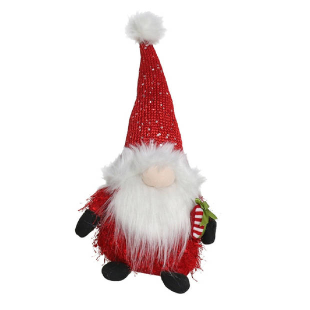 Gerimport Pluche kerst gnome - kerstman - H36 cm - decoratie pop - Kerstman pop