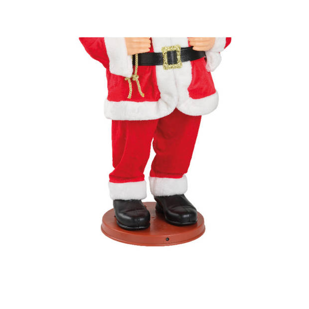 Decoris Grote kerstman pop - H100 cm - met beweging en geluid - Kerstman pop