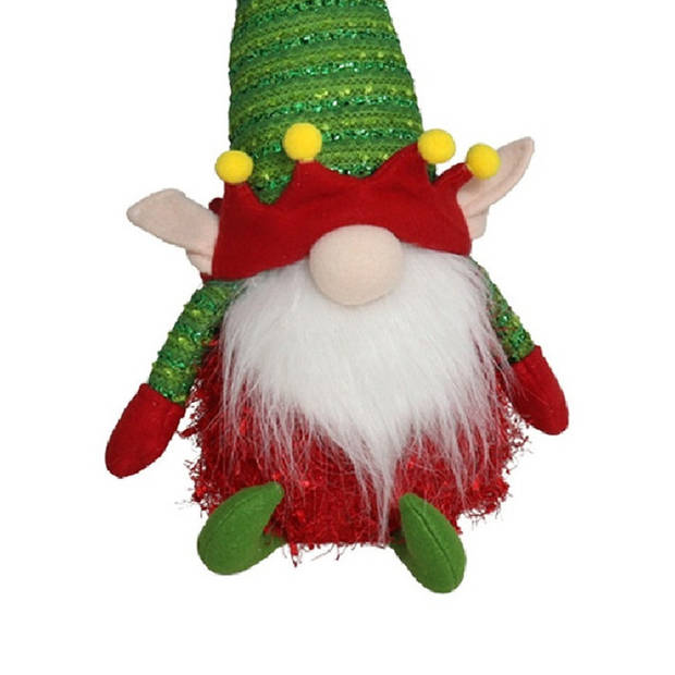 Gerimport Pluche kerst gnome - kerstelf - H36 cm - decoratie pop - Kerstman pop