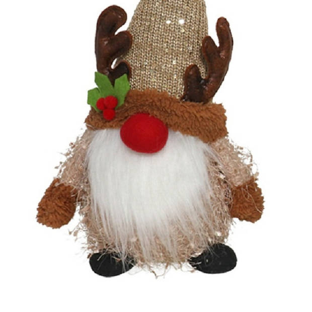 Gerimport Pluche kerst gnome - rendier - H36 cm - decoratie pop - Kerstman pop