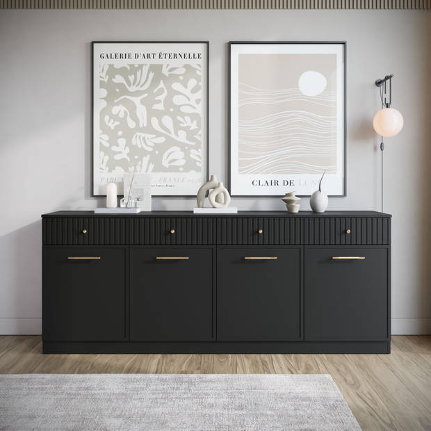 Meubella Dressoir Dream - Zwart - 200 cm