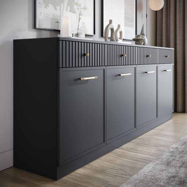 Meubella Dressoir Dream - Zwart - 200 cm