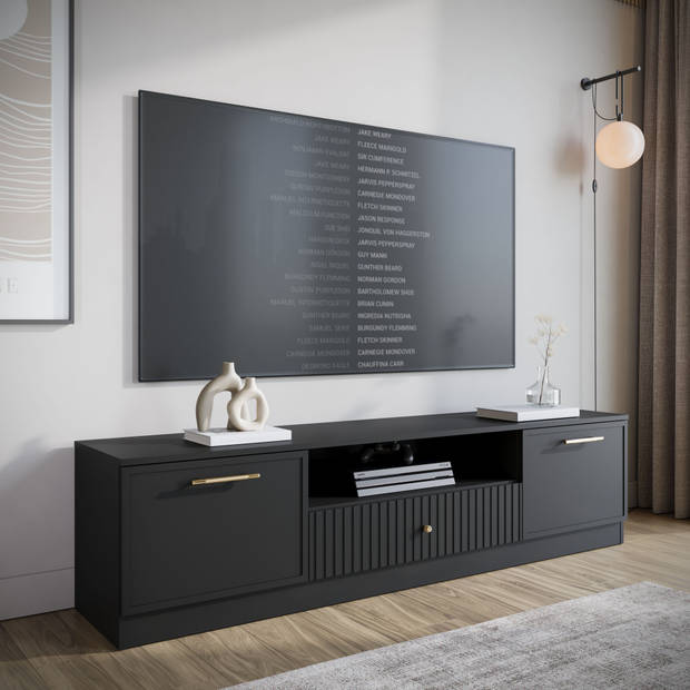 Meubella TV-Meubel Dream - Mat zwart - 180 cm