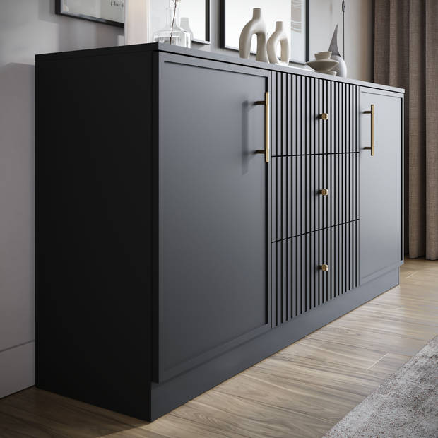 Meubella Dressoir Dream - Zwart - 160 cm