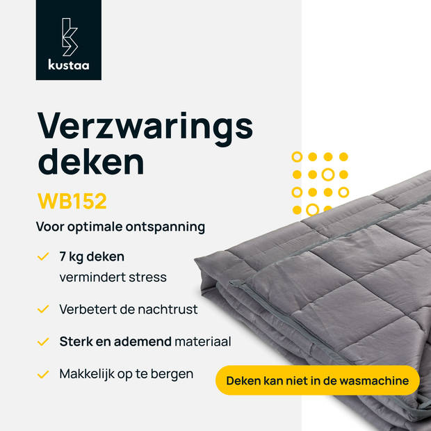 Kustaa Verzwaringsdeken 6,8kg - 152x203cm - 100% Katoen - Zwaartedeken - Kalmeringsdeken - Weighted Blanket - Anti Stres