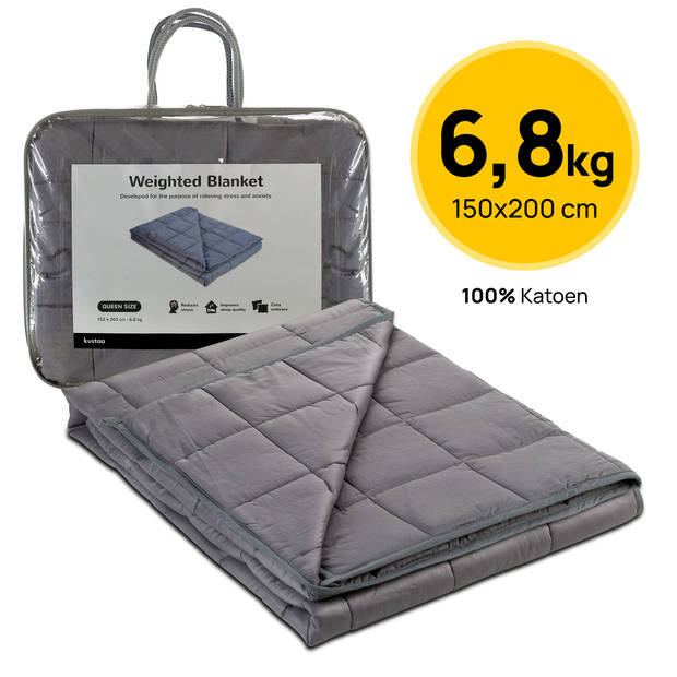 Kustaa Verzwaringsdeken 6,8kg - 152x203cm - 100% Katoen - Zwaartedeken - Kalmeringsdeken - Weighted Blanket - Anti Stres