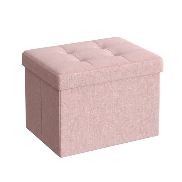 Poef - Hocker - Opberger - Zitbank - met Opbergruimte - Opvouwbaar - 31x31x41 - Roze