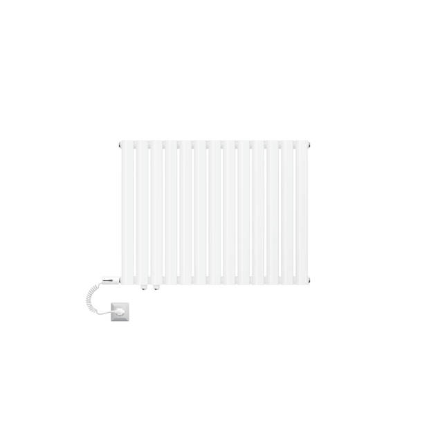 Paneelradiator horizontaal enkellaags met ovale buizen 600x780 mm wit met zijaansluiting LuxeBath