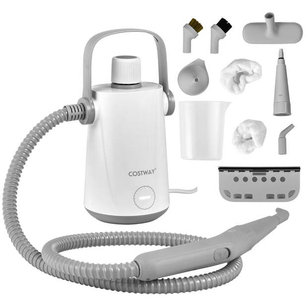 Costway Handstoomreiniger 1000 W - 300 ml Watercapaciteit - 10 Accessoiresets Grijs + Wit