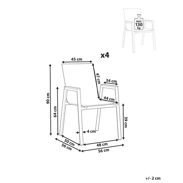 Beliani TIANO - Tuinstoel-Lichte houtkleur-Aluminium