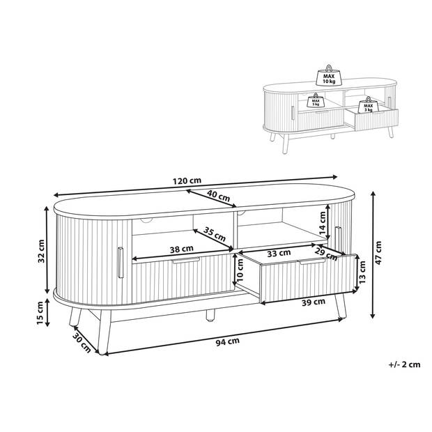 Beliani SELAH - TV-kast-Lichte houtkleur-MDF