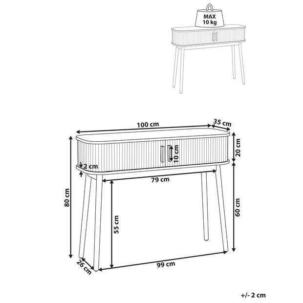 Beliani SELAH - Consoletafel-Lichte houtkleur-MDF