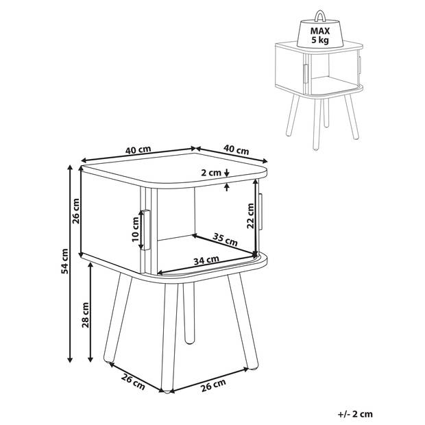 Beliani SELAH - Bijzettafel-Lichte houtkleur-MDF