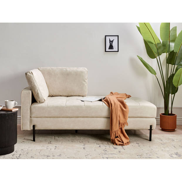 Beliani REBAIS - Chaise longue-Beige-Kunstleer