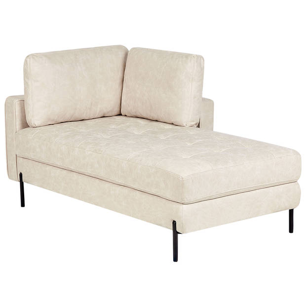 Beliani REBAIS - Chaise longue-Beige-Kunstleer