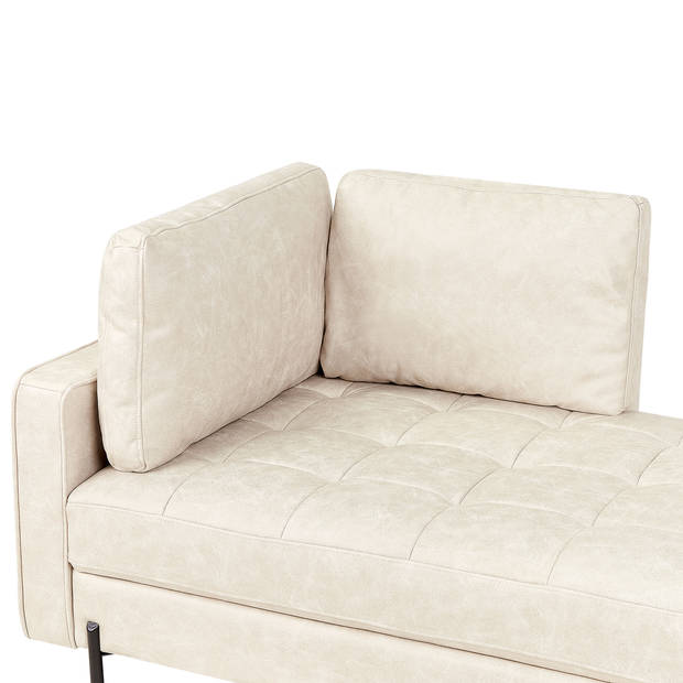 Beliani REBAIS - Chaise longue-Beige-Kunstleer