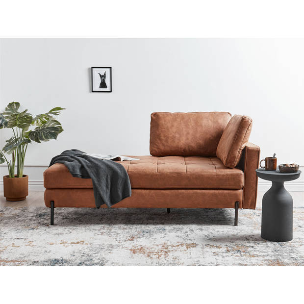 Beliani REBAIS - Chaise longue-Bruin-Kunstleer