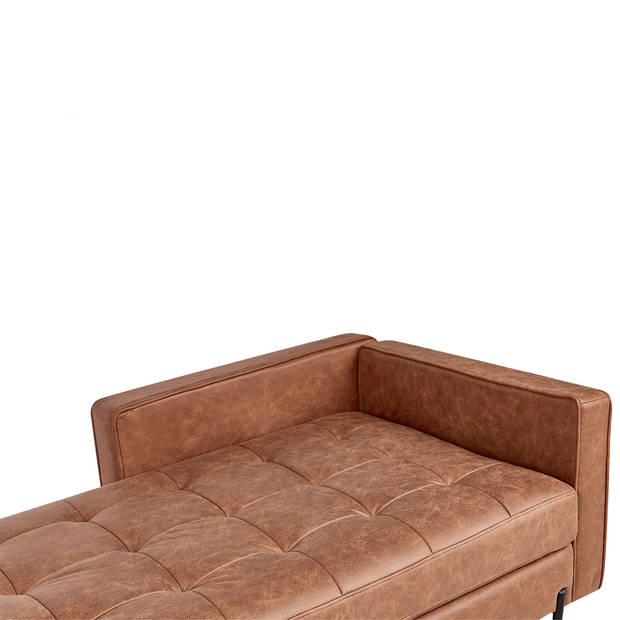 Beliani REBAIS - Chaise longue-Bruin-Kunstleer