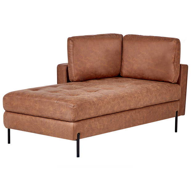 Beliani REBAIS - Chaise longue-Bruin-Kunstleer