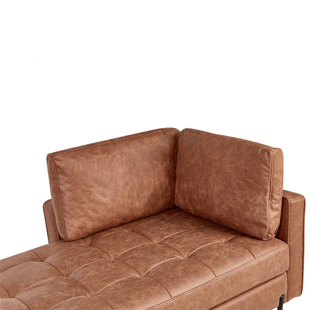 Beliani REBAIS - Chaise longue-Bruin-Kunstleer