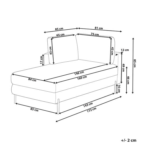 Beliani REBAIS - Chaise longue-Bruin-Kunstleer