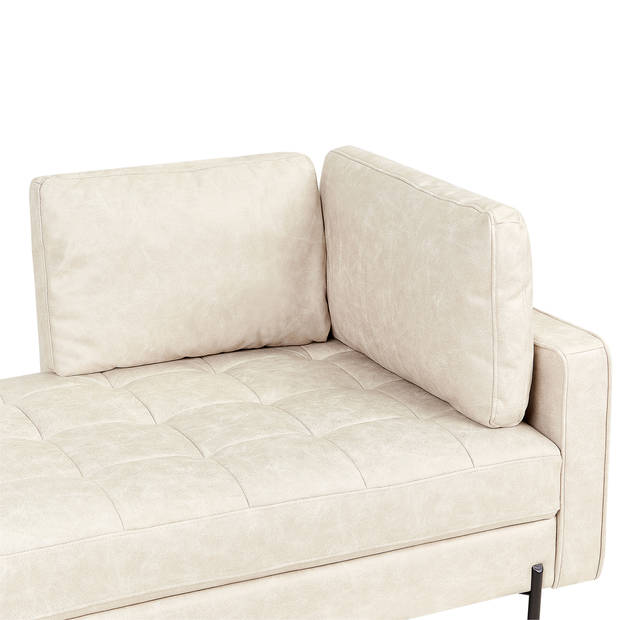 Beliani REBAIS - Chaise longue-Beige-Kunstleer