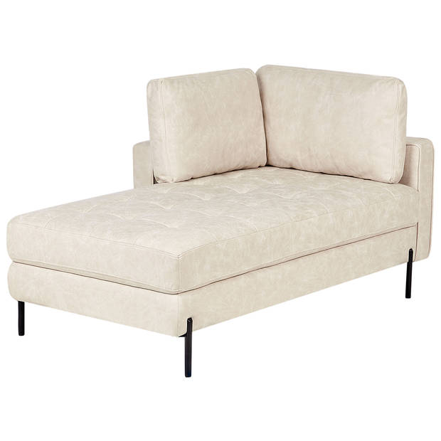 Beliani REBAIS - Chaise longue-Beige-Kunstleer