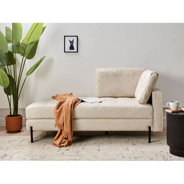 Beliani REBAIS - Chaise longue-Beige-Kunstleer