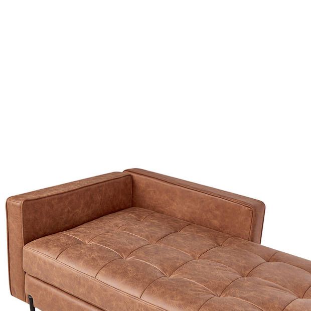 Beliani REBAIS - Chaise longue-Bruin-Kunstleer