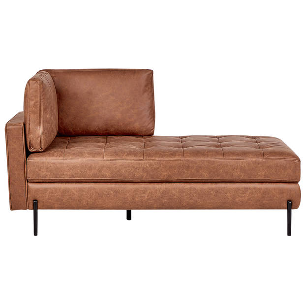 Beliani REBAIS - Chaise longue-Bruin-Kunstleer