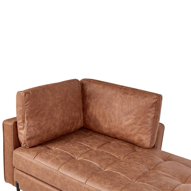 Beliani REBAIS - Chaise longue-Bruin-Kunstleer