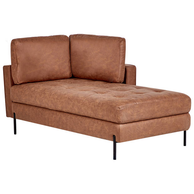 Beliani REBAIS - Chaise longue-Bruin-Kunstleer