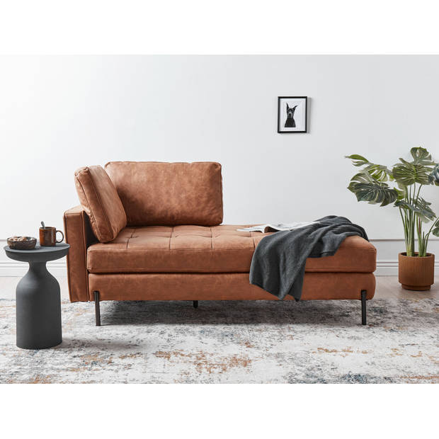 Beliani REBAIS - Chaise longue-Bruin-Kunstleer