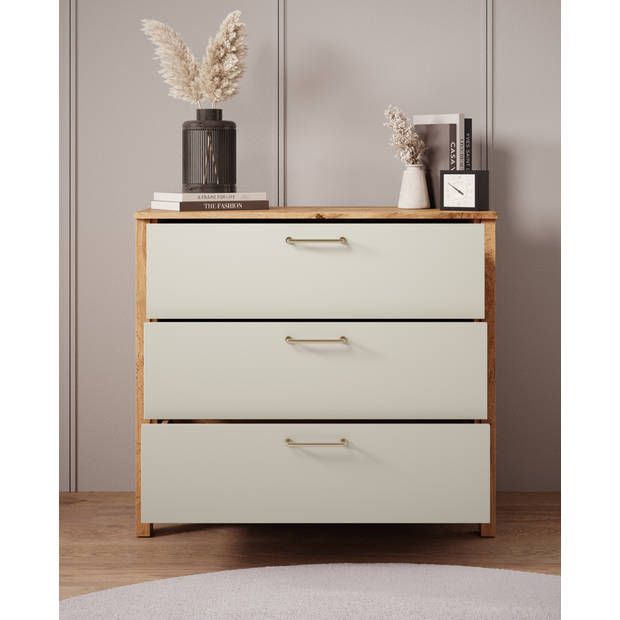 Meubella Ladekast Isaac - Beige - 90 cm - 3 lades