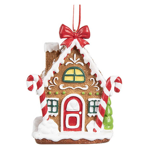 Clayre & Eef Kersthanger Gingerbread house 7x5x9 cm Bruin Kunststof Bruin