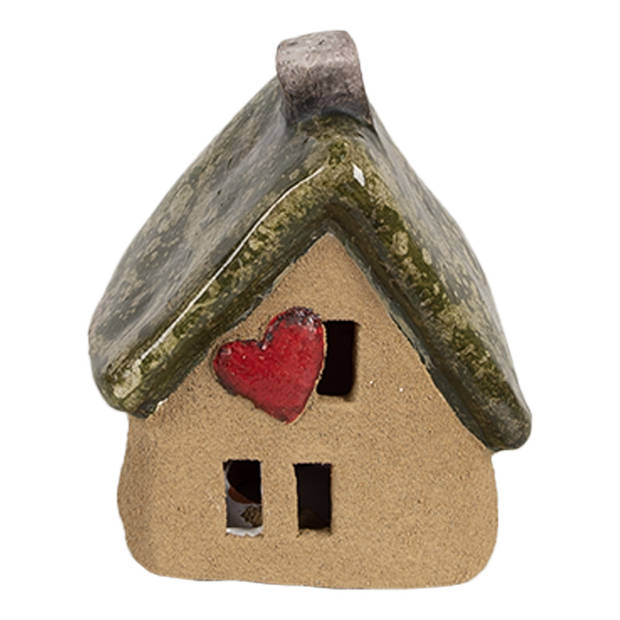 Clayre & Eef Decoratie Beeld Huis 7x6x9 cm Bruin Keramiek Bruin